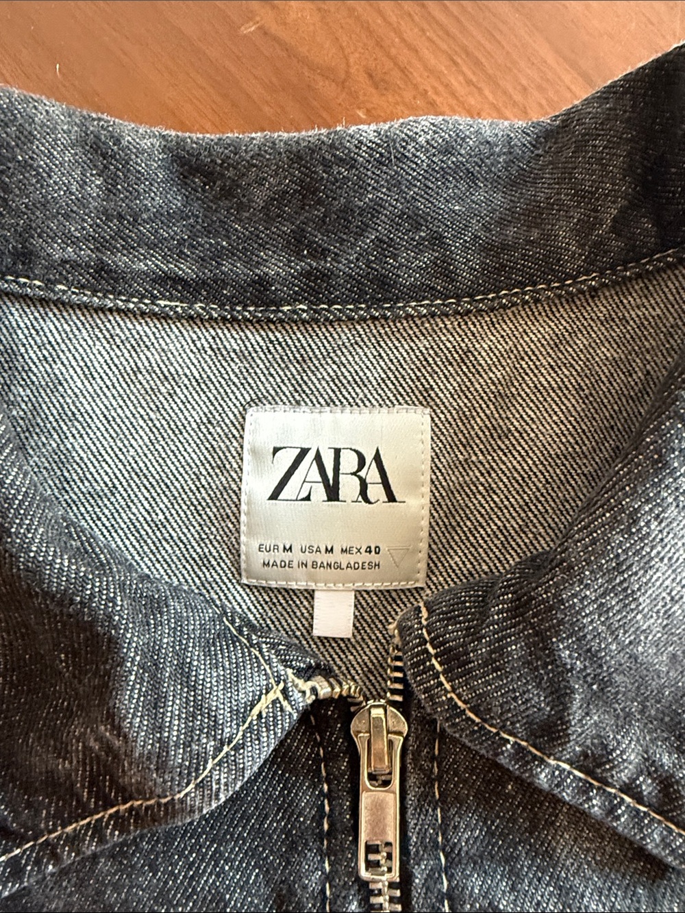 ZARA Washed Black Denim Zip-Front Jacket boxy medium men - Picture 2 of 5